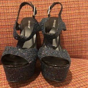 Glitter platform heels